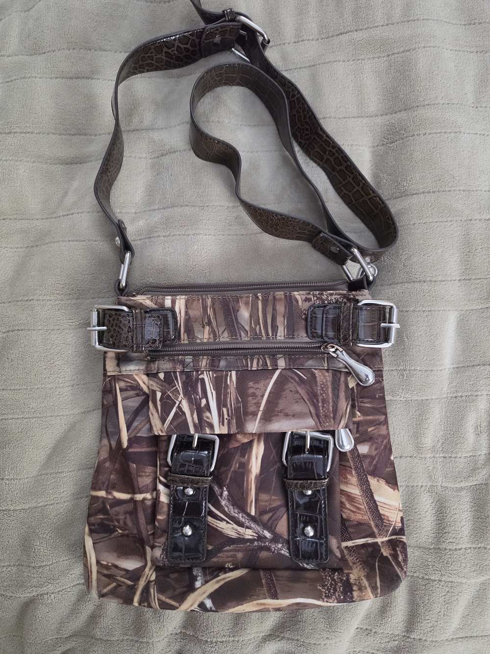 Brown Camo Crossbody Bag - Adjustable Strap